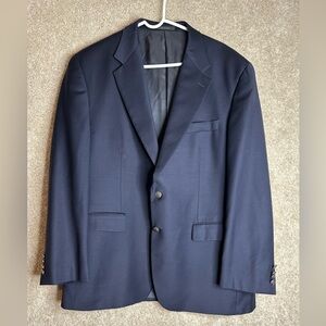Michael Kors smooth wool navy blue sports coat blazer jacket size 44R